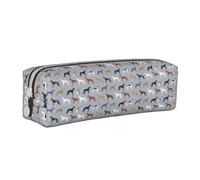Tcoay Astuccio portapenne cilindrico portatile con cerniera in pelle, borsa per cosmetici,Levrieri Cane carino Cane da salvataggio I migliori cani carini