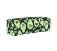 Tcoay Astuccio portapenne cilindrico portatile con cerniera in pelle, borsa per cosmetici,Modello carino senza cuciture a forma di cuore di avocado