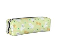 Tcoay Astuccio portapenne cilindrico portatile con cerniera in pelle, borsa per cosmetici,Modello di pecora cartone animato carino