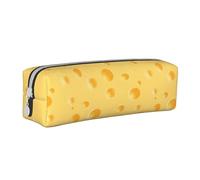 Tcoay Astuccio portapenne cilindrico portatile con cerniera in pelle, borsa per cosmetici,Modello di formaggio giallo