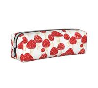Tcoay Astuccio portapenne cilindrico portatile con cerniera in pelle, borsa per cosmetici,Modello di funghi rossi agarico di mosca