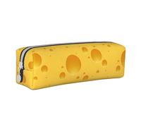 Tcoay Astuccio portapenne cilindrico portatile con cerniera in pelle, borsa per cosmetici,Modello senza cuciture di formaggio svizzero