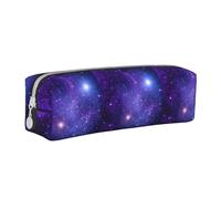 Tcoay Astuccio portapenne cilindrico portatile con cerniera in pelle, borsa per cosmetici,Modello spaziale della galassia cosmica