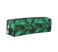 Tcoay Astuccio portapenne cilindrico portatile con cerniera in pelle, borsa per cosmetici,Natura astratta - Verde smeraldo