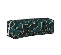 Tcoay Astuccio portapenne cilindrico portatile con cerniera in pelle, borsa per cosmetici,Natura astratta Verde smeraldo