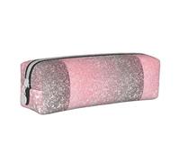 Tcoay Astuccio portapenne cilindrico portatile con cerniera in pelle, borsa per cosmetici,Oro rosa rosa scintillante lusso glitter alla moda
