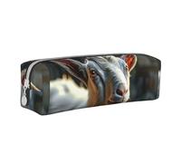 Tcoay Astuccio portapenne cilindrico portatile con cerniera in pelle, borsa per cosmetici,Pecore sull'erba