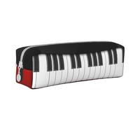 Tcoay Astuccio portapenne cilindrico portatile con cerniera in pelle, borsa per cosmetici,Pianoforte disegnato a mano