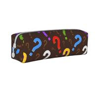 Tcoay Astuccio portapenne cilindrico portatile con cerniera in pelle, borsa per cosmetici,Punto interrogativo colorato
