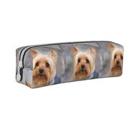 Tcoay Astuccio portapenne cilindrico portatile con cerniera in pelle, borsa per cosmetici,Ritratto di uno Yorkshire Terrier in miniatura Yorkie Foto