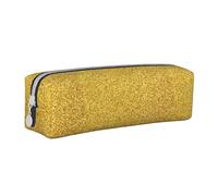 Tcoay Astuccio portapenne cilindrico portatile con cerniera in pelle, borsa per cosmetici,Scintille d'oro