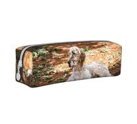 Tcoay Astuccio portapenne cilindrico portatile con cerniera in pelle, borsa per cosmetici,Setter inglese Autunno Animali domestici Cani Inglese