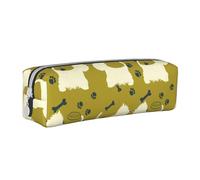 Tcoay Astuccio portapenne cilindrico portatile con cerniera in pelle, borsa per cosmetici,Silhouette di cane West Highland Animale West