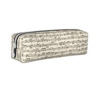 Tcoay Astuccio portapenne cilindrico portatile con cerniera in pelle, borsa per cosmetici,Spartiti musicali