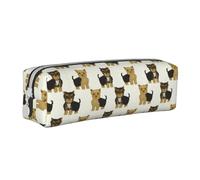 Tcoay Astuccio portapenne cilindrico portatile con cerniera in pelle, borsa per cosmetici,Yorkshire Terrier Carino Yorkie Cane Animale Domestico