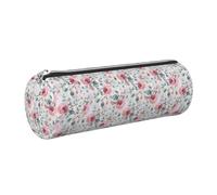 Tcoay Astuccio portapenne in pelle, astuccio porta cosmetici portatile con cerniera argentata,Acquerello di flora australiana con eucalipti e fiori rosa