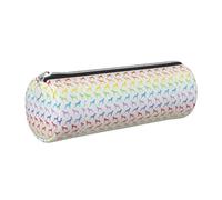 Tcoay Astuccio portapenne in pelle, astuccio porta cosmetici portatile con cerniera argentata,Boxer Dogs Rainbow (ritagliato)