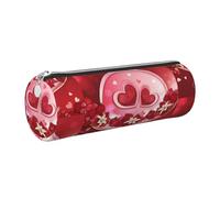 Tcoay Astuccio portapenne in pelle, astuccio porta cosmetici portatile con cerniera argentata,Buon San Valentino