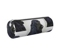 Tcoay Astuccio portapenne in pelle, astuccio porta cosmetici portatile con cerniera argentata,Cocker Spaniel a pelo lungo nero