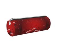 Tcoay Astuccio portapenne in pelle, astuccio porta cosmetici portatile con cerniera argentata,Cuori d'amore glitterati di San Valentino stampati