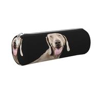 Tcoay Astuccio portapenne in pelle, astuccio porta cosmetici portatile con cerniera argentata,Fauna selvatica animale del cane Weimaraner