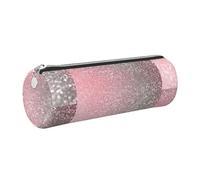 Tcoay Astuccio portapenne in pelle, astuccio porta cosmetici portatile con cerniera argentata,Glitter di lusso alla moda, oro rosa, rosa scintillante