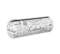 Tcoay Astuccio portapenne in pelle, astuccio porta cosmetici portatile con cerniera argentata,Matematica Geometria Geek Calcolo
