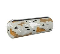 Tcoay Astuccio portapenne in pelle, astuccio porta cosmetici portatile con cerniera argentata,Modello foca e tricheco