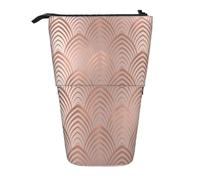 Tcoay Astuccio portapenne telescopico Art Déco con conchiglie, rosa, grigio rame, in stile Art Déco, portapenne con supporto, astuccio per cancelleria