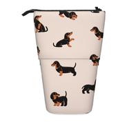 Tcoay Astuccio portapenne telescopico con motivo a bassotto felice, portapenne in piedi, astuccio portapenne telescopico