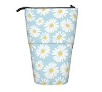 Tcoay Astuccio portapenne telescopico con portapenne a forma di fiore di margherita bianca