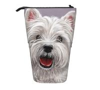 Tcoay Astuccio portapenne telescopico con stampa artistica raffigurante un simpatico cane West Highland Terrier.