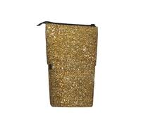 Tcoay Astuccio portapenne telescopico con supporto in metallo e glitter oro scintillante, astuccio portapenne con supporto in metallo e glitter oro scintillante.
