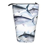 Tcoay Astuccio portapenne telescopico con supporto per tonno rosso, astuccio portapenne con supporto per cancelleria