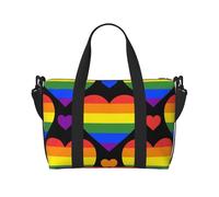 Tcoay Bandiera Gay Pride con cuori arcobaleno, borsa da spiaggia per donna - borse da viaggio a mano e a tracolla riutilizzabili