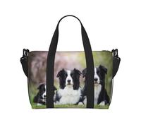 Tcoay Border Collie Family, borsa da spiaggia per donna - borse da viaggio a mano e a tracolla riutilizzabili