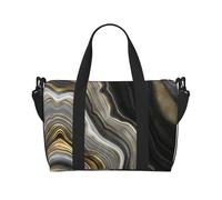 Tcoay Borsa da spiaggia moderna con pietra preziosa in agata nera e oro per donna - Borse da viaggio a mano e a tracolla riutilizzabili