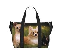 Tcoay Borsa da spiaggia per donna, a forma di cane Chihuahua, riutilizzabile, da viaggio e a tracolla