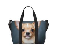 Tcoay Borsa da spiaggia per donna, a forma di simpatico e divertente cane chihuahua, borsa da viaggio riutilizzabile a mano e a tracolla