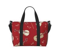 Tcoay Borsa da spiaggia per donna, borsa da viaggio riutilizzabile a mano e a tracolla, con violino e nota rossa