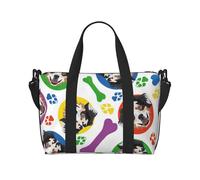 Tcoay Borsa da spiaggia per donna, colorata e giocosa, con pastore australiano - Borse da viaggio e tracolla riutilizzabili