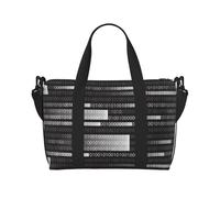 Tcoay Borsa da spiaggia per donna, colore nero, con codice programmatore - Borsa da viaggio a mano e a tracolla riutilizzabile