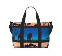 Tcoay Borsa da spiaggia per donna con animali selvatici africani, albero di acacia, borsa da viaggio riutilizzabile a mano e a tracolla