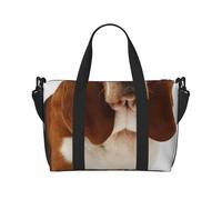 Tcoay Borsa da spiaggia per donna con cane bassotto seduto marrone - Borsa da viaggio a mano e a tracolla riutilizzabile