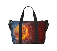 Tcoay Borsa da spiaggia per donna con fiamme e gocce d'acqua, riutilizzabile, da viaggio e da spalla