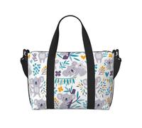 Tcoay Borsa da spiaggia per donna con simpatici orsi koala e fiori - Borsa da viaggio a mano e a tracolla riutilizzabile