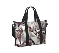 Tcoay Borsa da spiaggia per donna con stampa astratta di diamanti e cristalli, riutilizzabile, da viaggio e da spalla