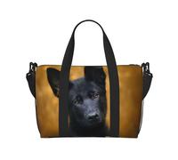 Tcoay Borsa da spiaggia per donna con stampa di cane pastore tedesco nero - Borsa da viaggio a mano e a tracolla riutilizzabile