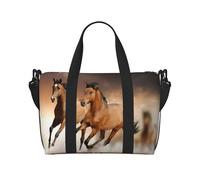 Tcoay Borsa da spiaggia per donna con stampa di cavalli in corsa, borsa da viaggio a mano e a tracolla riutilizzabile