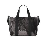 Tcoay Borsa da spiaggia per donna con stampa leone e leonessa - Borsa da viaggio a mano e a tracolla riutilizzabile